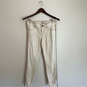 Free People High-Rise Skinny Jeans W29 White Denim Side Zip Detail Vintage Style